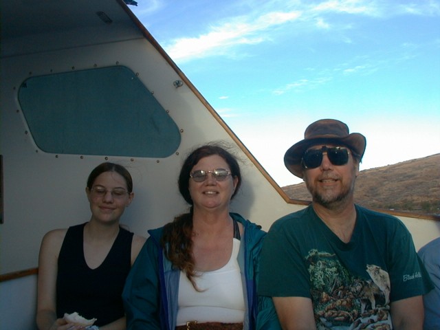 george, sandy and katie on the boat